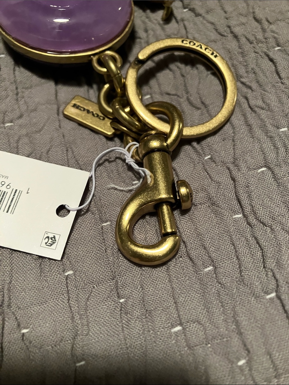 COACH. Snail Keychain Charm with Purple Shell and Gold Hardware. ADORABLE! FIRM - Picture 5 of 11